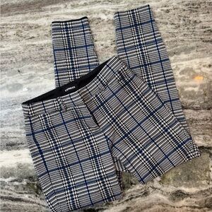 Express Trouser Skinny Plaid Pants in Black and Blue Size 2 Regular